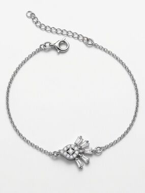 CZ Evil Eye Sunburst Bracelet – Silver Tone (7" + 1" Extender)